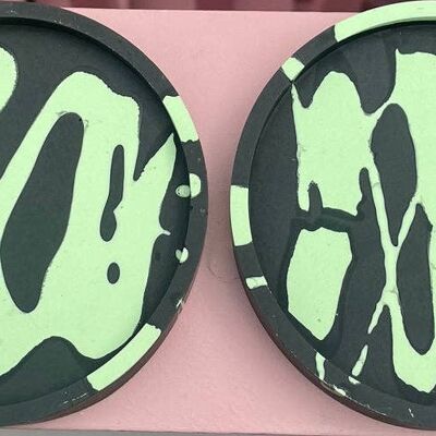 Coaster - Round (2 pieces) - Graffiti Black & Green
