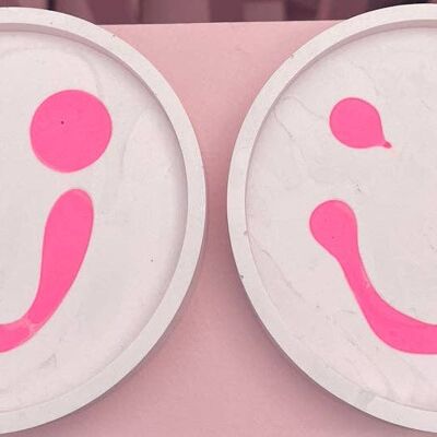 Coaster - Round (2 pieces) - Smiley Pale Pink & Neon pink