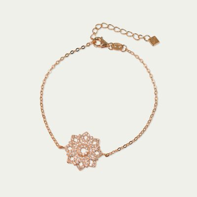 Pulsera Big Shiny Lotus, baño de oro rosa