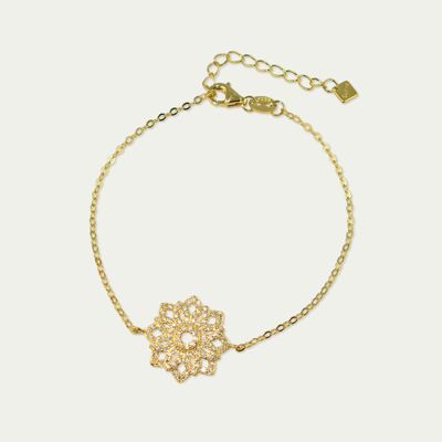 Pulsera Big Shiny Lotus, baño de oro amarillo