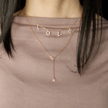 Collier Love, argent plaqué or rose 2