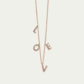 Collier Love, argent plaqué or rose 1