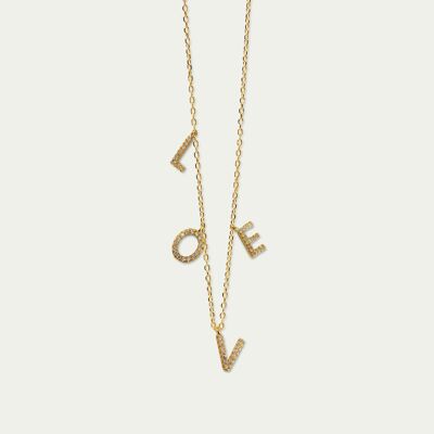 Necklace Love, silver gold plated