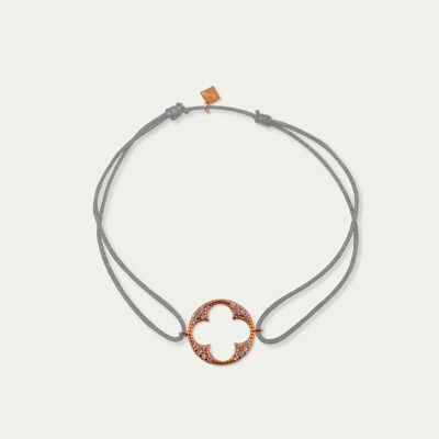 Lucky bracelet Big Shiny Clover, rose gold plated - strap color