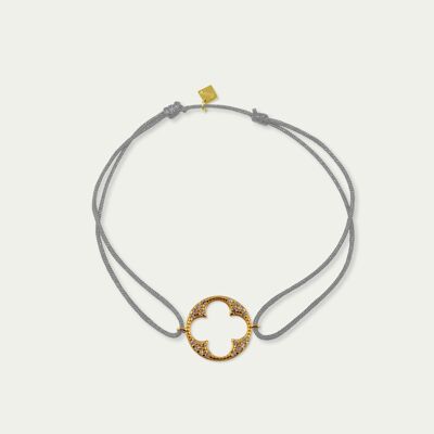 Lucky bracelet Big Shiny Clover, yellow gold plated - strap color