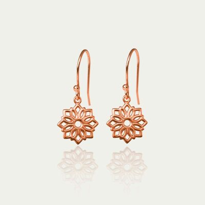 Earrings lotus flower, rose gold plated