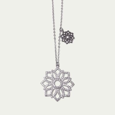 Necklace Sparkling Lotus, sterling silver