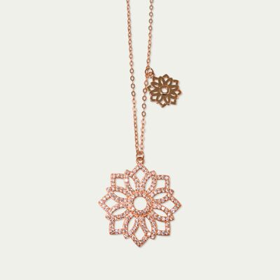 Necklace Sparkling Lotus, rose gold plated