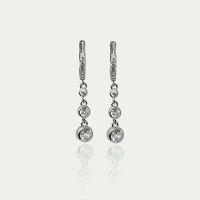 Créole Glam avec trois pierres de zircone serties, argent sterling