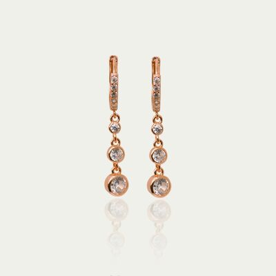 Creole Glam with three set zirconia stones, rose gold plated