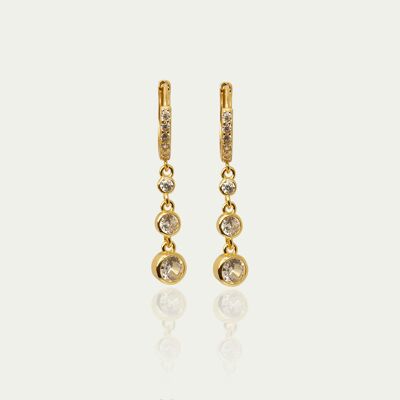 Creole Glam with three set zirconia stones, yellow gold plated