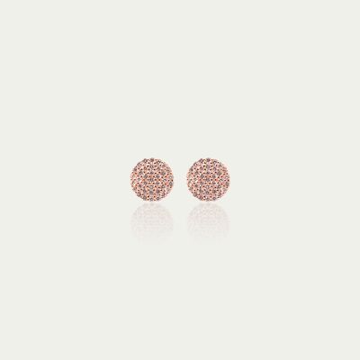 Ear studs pavé 0.9 cm, silver rose gold plated