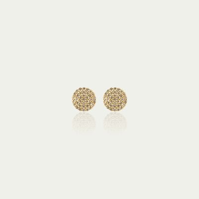 Ear studs pavé 0.9 cm, yellow gold plated