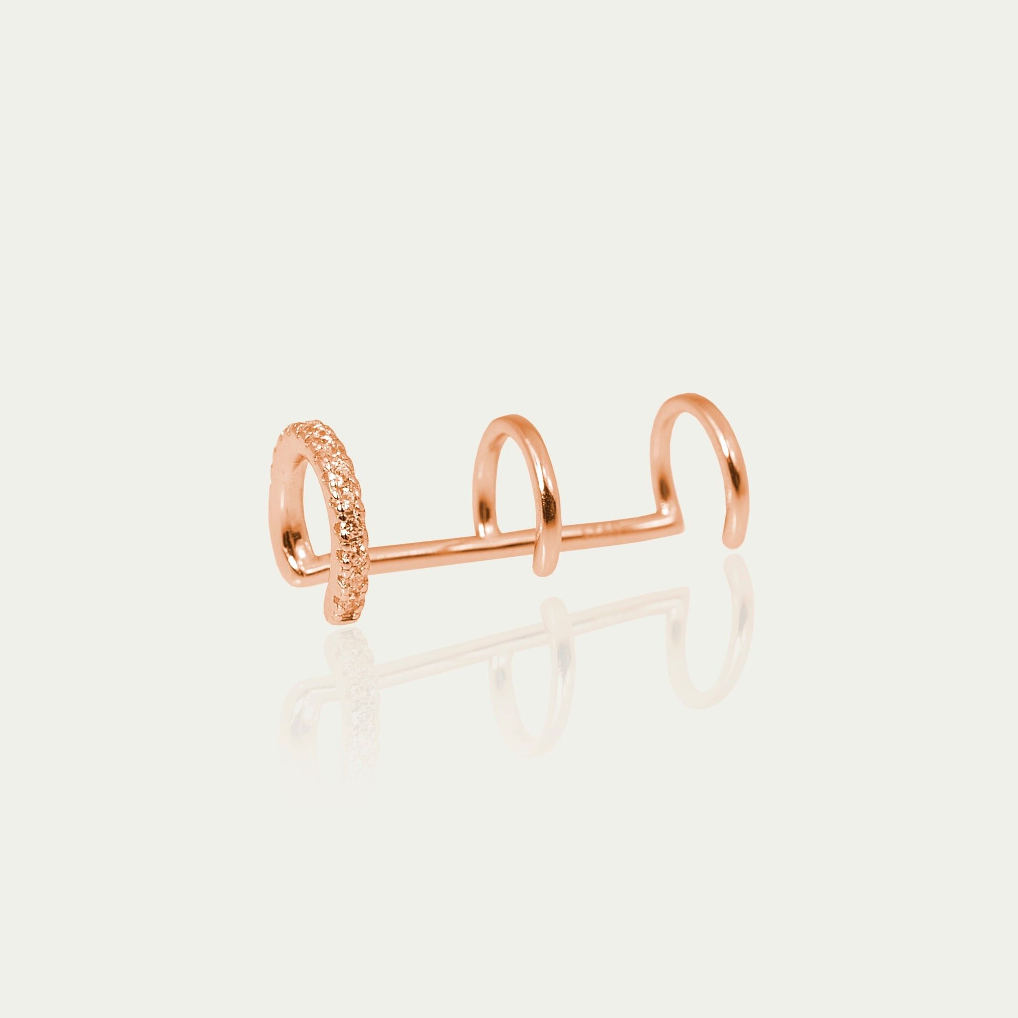 Earcuff Triple con zirconi, placcato oro rosa