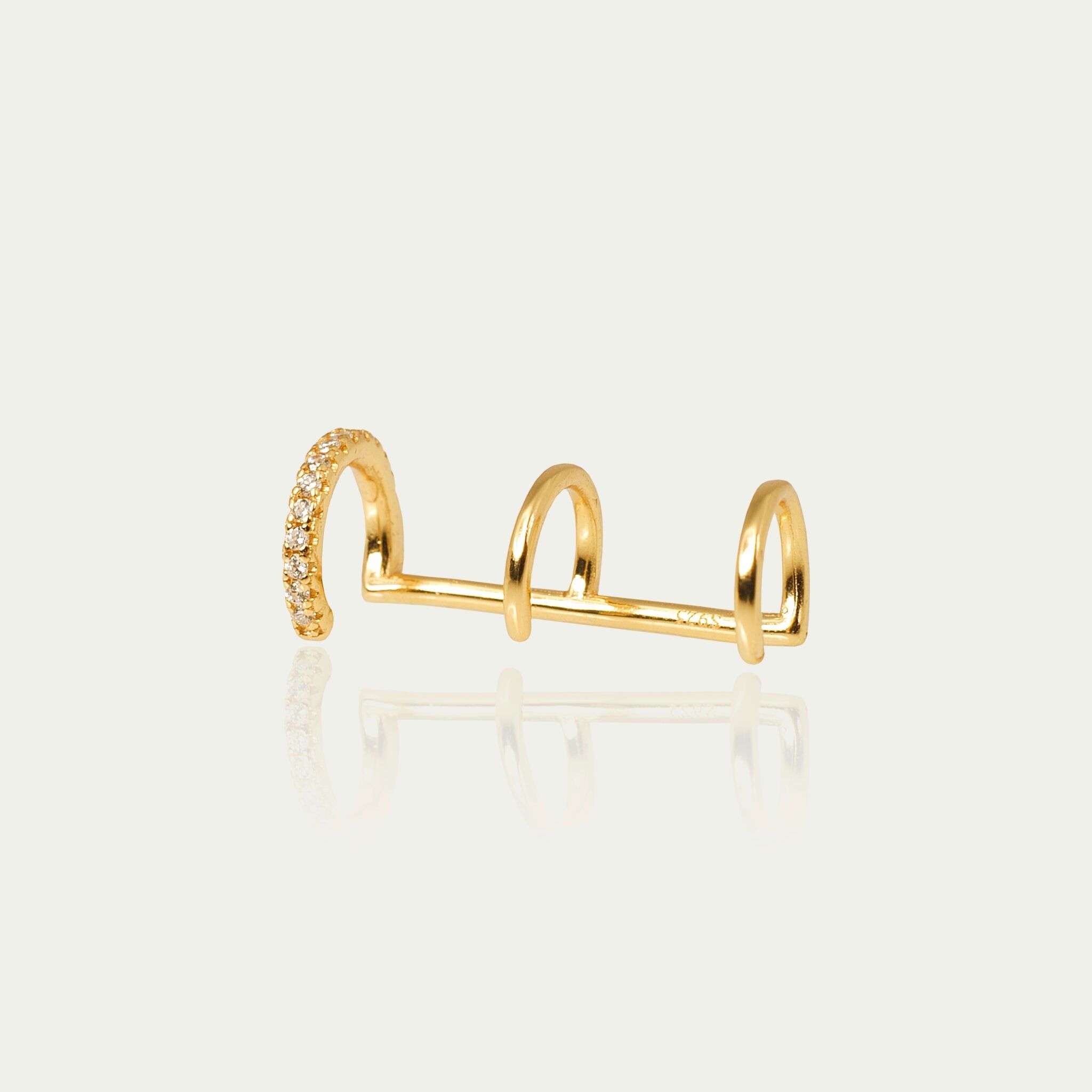 Earcuff Triple with zirconia, yellow gold plated