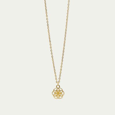 Flower of life necklace, yellow gold plated