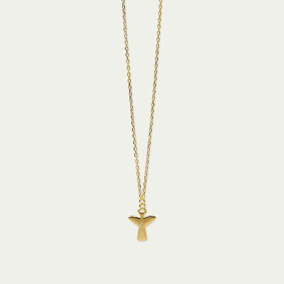 Necklace angel with a zirconia, yellow gold plated