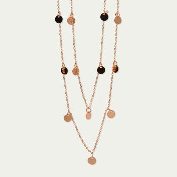 Collier Mini Coin long, plaqué or rose 1
