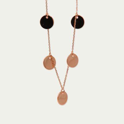 Necklace Coin with 5 plates, rose gold plated