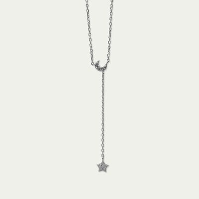 Collier lune et étoile, argent sterling