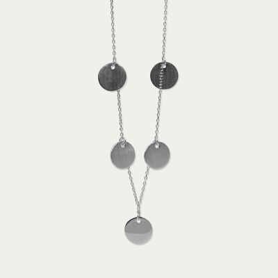Collana Frosted Coin con 5 placchette, argento 925