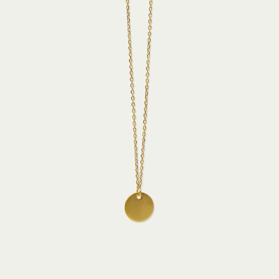 Necklace Frosted Coin with a plate, yellow gold plated