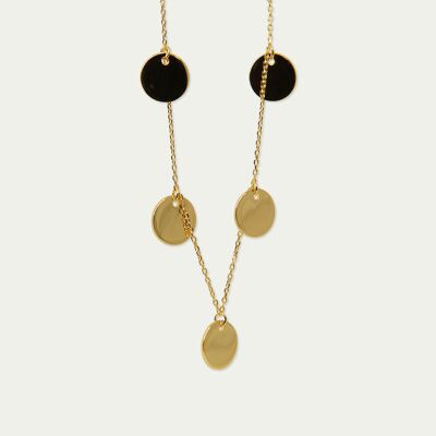 Coin necklace with 5 plates, yellow gold plated