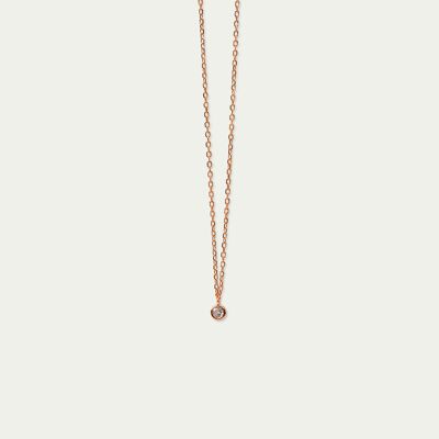 Collier Glam avec zircone, plaqué or rose, Cristal