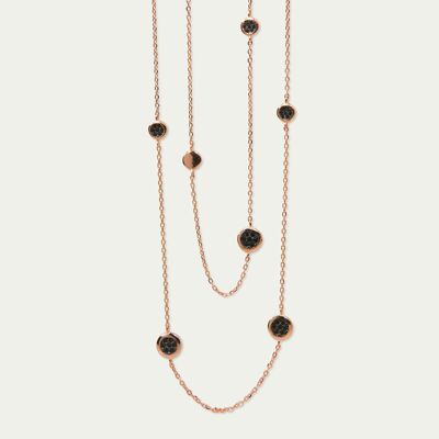 Necklace Endless Pavé, Rose gold plated, Black