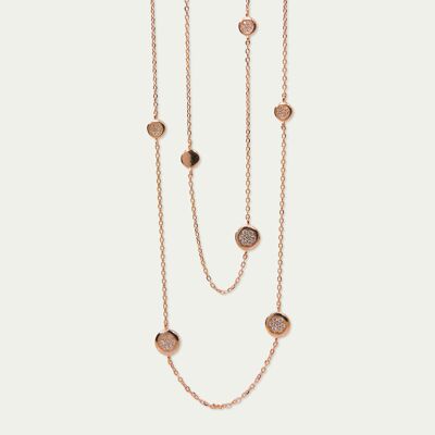 Necklace Endless Pavé, Rose gold plated, Crystal