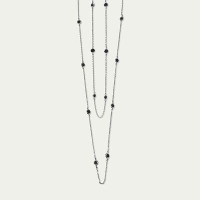 Endless Glam Necklace, Sterling Silver, Black