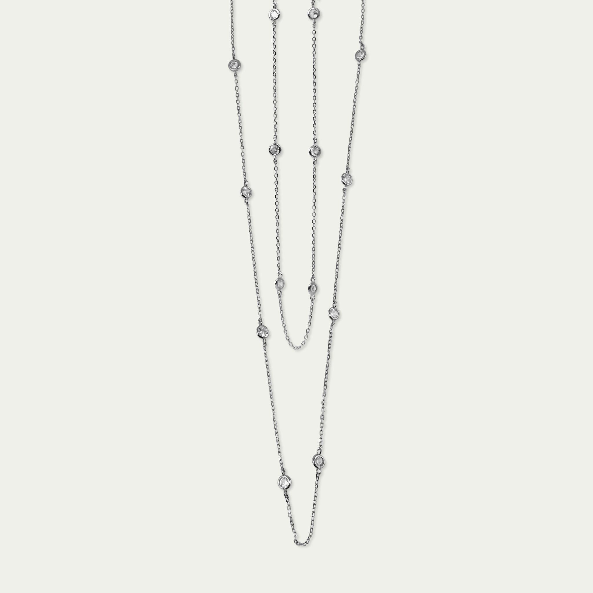 Collar Endless Glam, plata de ley, cristal