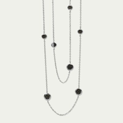 Necklace Endless Pavé, Sterling silver, Black