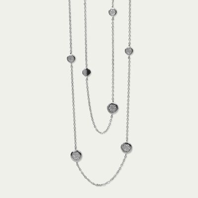 Collier Pavé Infini, Argent Massif, Cristal