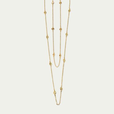 Necklace Endless Glam, yellow gold plated, champagne
