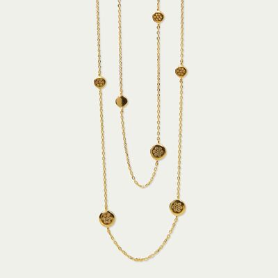 Necklace Endless Pavé, yellow gold plated, champagne