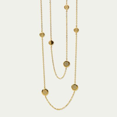 Necklace Endless Pavé, Yellow gold plated, Crystal