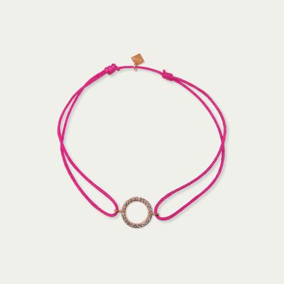 Lucky bracelet circle with zirconia, rose gold plated - strap color