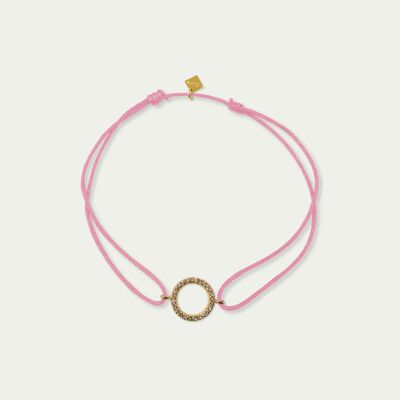 Lucky bracelet circle with zirconia, yellow gold plated - strap color
