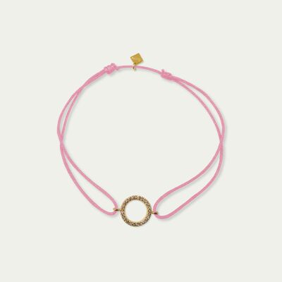 Bracciale portafortuna cerchio con zirconi, placcato oro giallo - colore cinturino