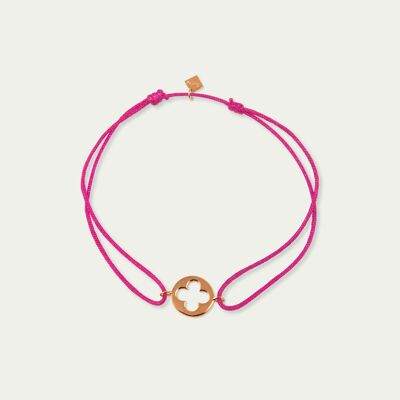 Lucky bracelet Clover Disc, rose gold plated - strap color