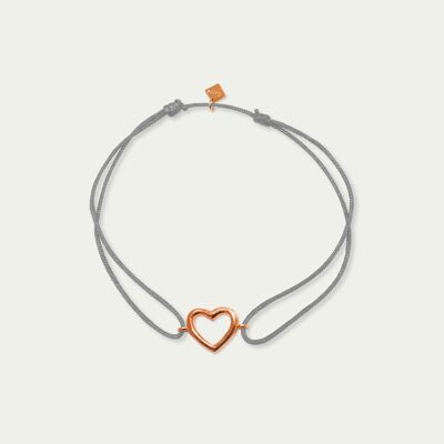 Lucky bracelet heart with zirconia, rose gold plated - strap color