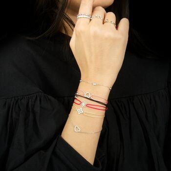 Bracelet porte-bonheur coeur avec zircone, plaqué or rose - couleur du bracelet 3