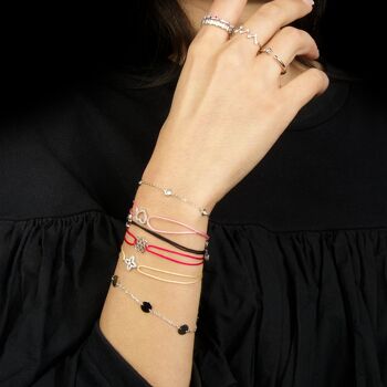 Bracelet porte-bonheur coeur avec zircone, plaqué or rose - couleur du bracelet 4
