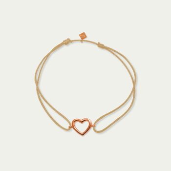 Bracelet porte-bonheur coeur avec zircone, plaqué or rose - couleur du bracelet 5