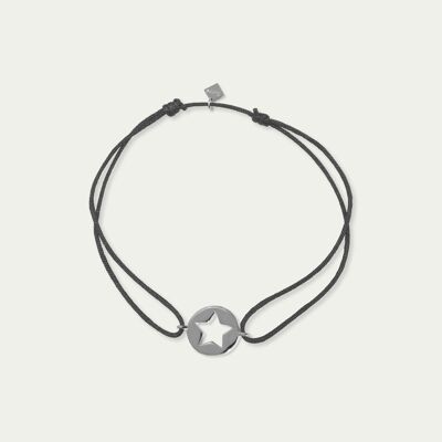 Bracelet porte-bonheur étoile disque, argent sterling - couleur de la bande