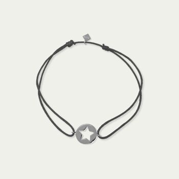 Bracelet porte-bonheur étoile disque, argent sterling - couleur de la bande 1