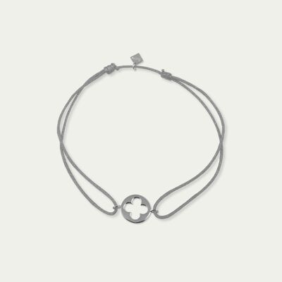 Lucky Bracelet Clover Disc, Sterling Silver - Band Color