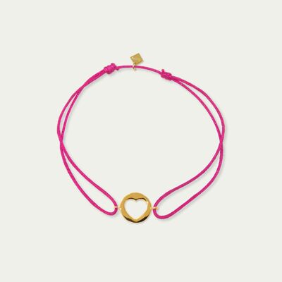 Lucky bracelet Heart Disc, yellow gold plated - strap color