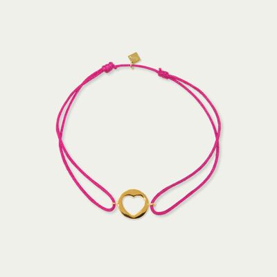 Brazalete de la suerte Heart Disc, chapado en oro amarillo - color de la correa